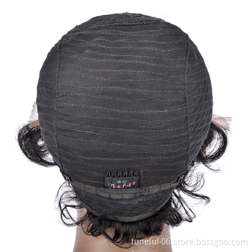 Tuneful 2021 New products 100% Brazilian hair 19057 short bob lace frontal wig pre-plucked virgin human hair wig for black